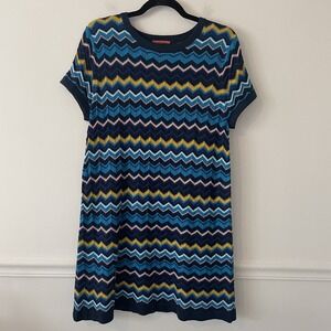 Missoni for Target Chevron Knit Shift Tunic Dress Blue Size L Retro Artsy Boho‎